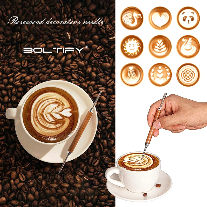 

BOLTIFY Coffee Latte Art Pen Stainless Steel Spice Cappuccino Pull Needle Latte Coffee Decorative Art Pen Coffe Spice Pen