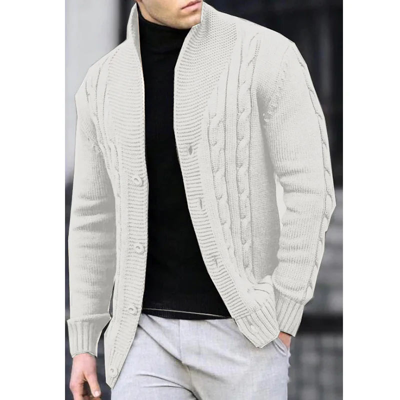 Men\'s Knitted Twist Cardigan Sweater, Long Sleeve, black Knit Jacket, Men\'s Coat, Casual Knitwear, Autumn, Winter Clothing, 2023