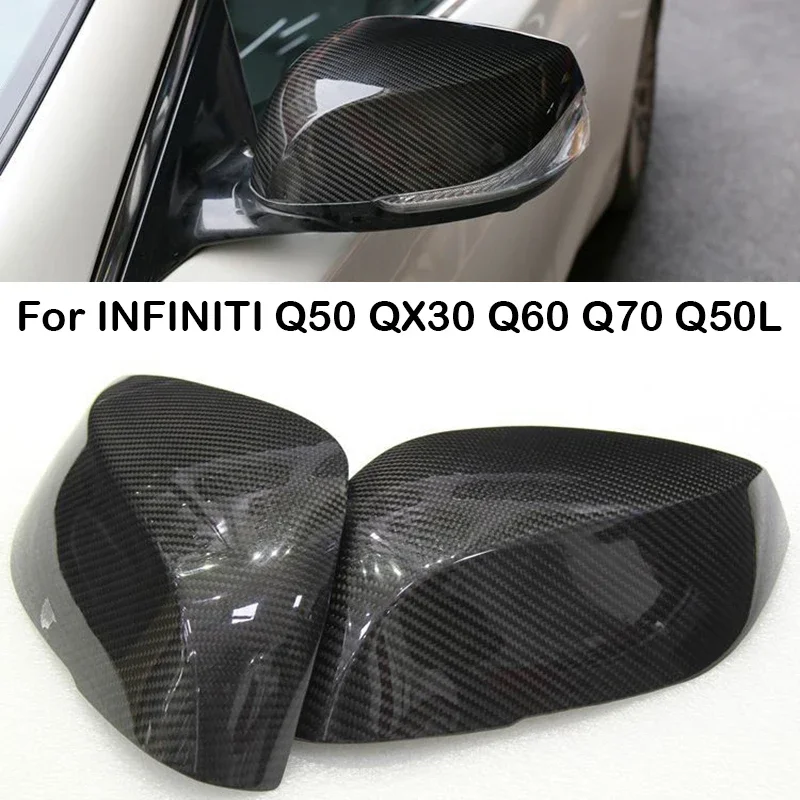 

For Infiniti Q50 Q50S Q70 2014-2021 Q60 QX30 2016-2021 Real Carbon Fiber Car Rear view Side mirror Cover Caps