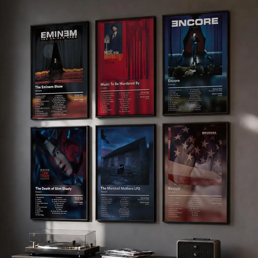 E-Eminem Singer Album Poster HD Home Wall Stickers House Hallway Living Room Bedroom Bar Office Decor Art Prints