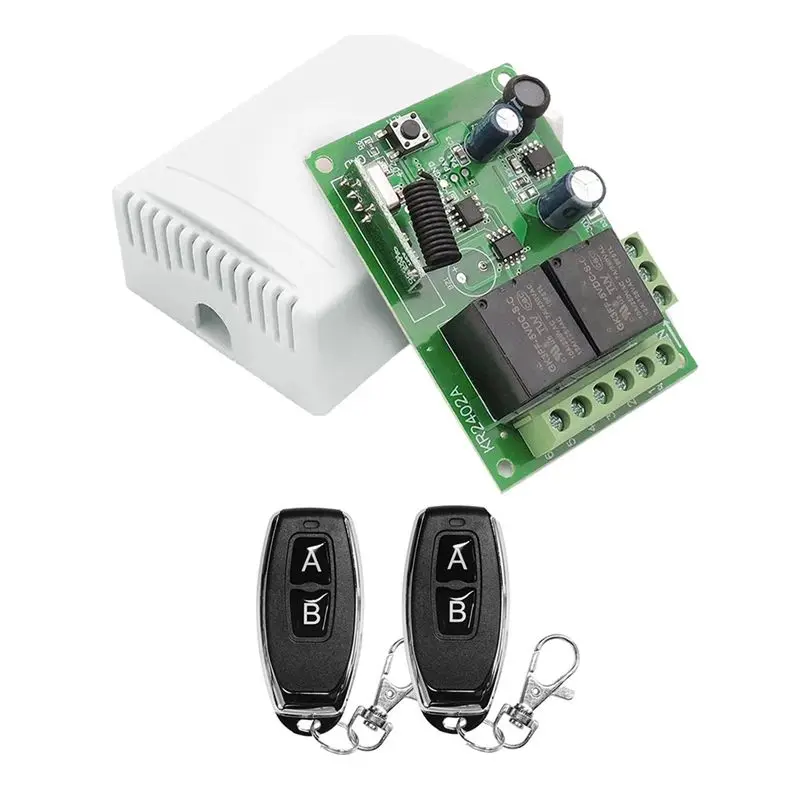 

Беспроводной радиочастотный модуль-реле 2-канальный с пультом ДУ 433 МГц, передатчик, DC 5В 12В 24В 30В, для гаражных ворот, освещения, ламп