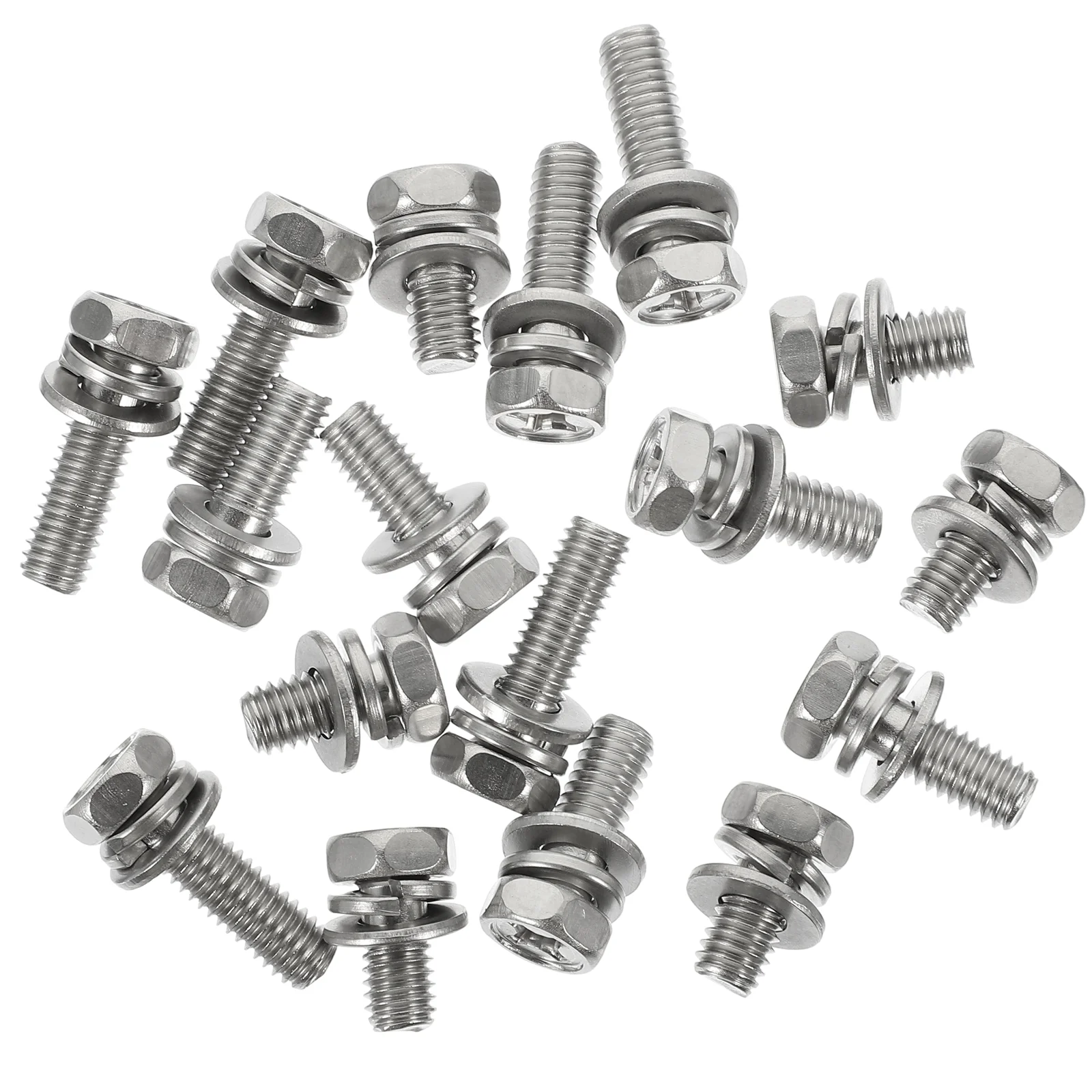 

18 Pcs Bolts Motorcycle and Nuts Kit Hexagon Mechanical Stainless Steel Screws Machine Silver Terminal