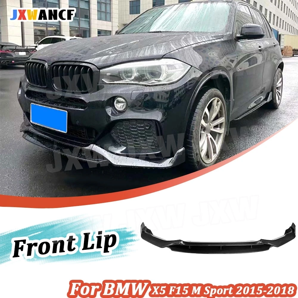 

JXWANCF 4pcs Front Bumper Lip Chin Spoiler Carbon Fiber For BMW X5 F15 M Sport 2015-2018 ABS Bumper Guard Car Accessories