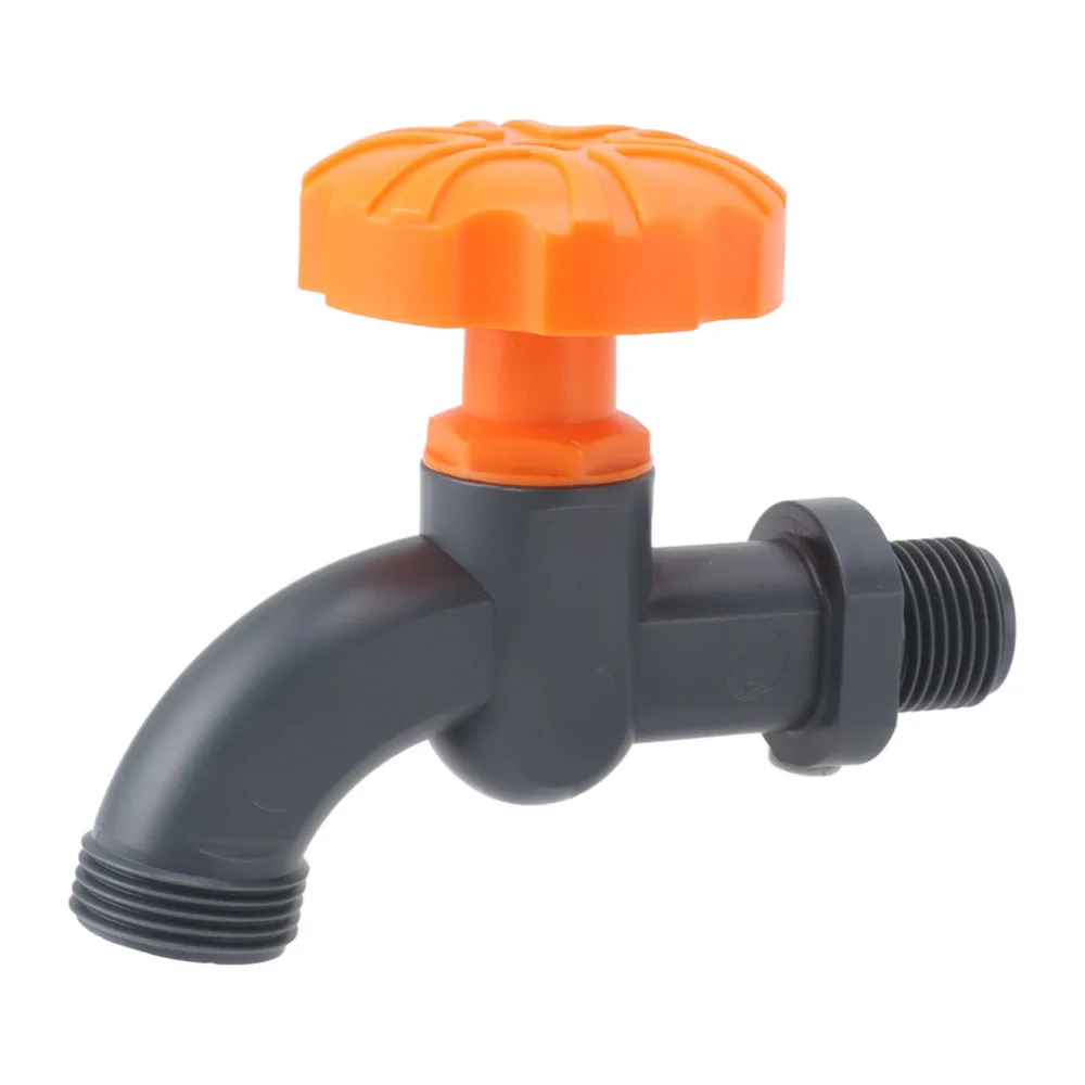 POM Plastic Hose Bibb Gray and Orange 1/2 Inch Water Inlet Water Hose Bibb 3/4 Inch Water Outlet Large Handle