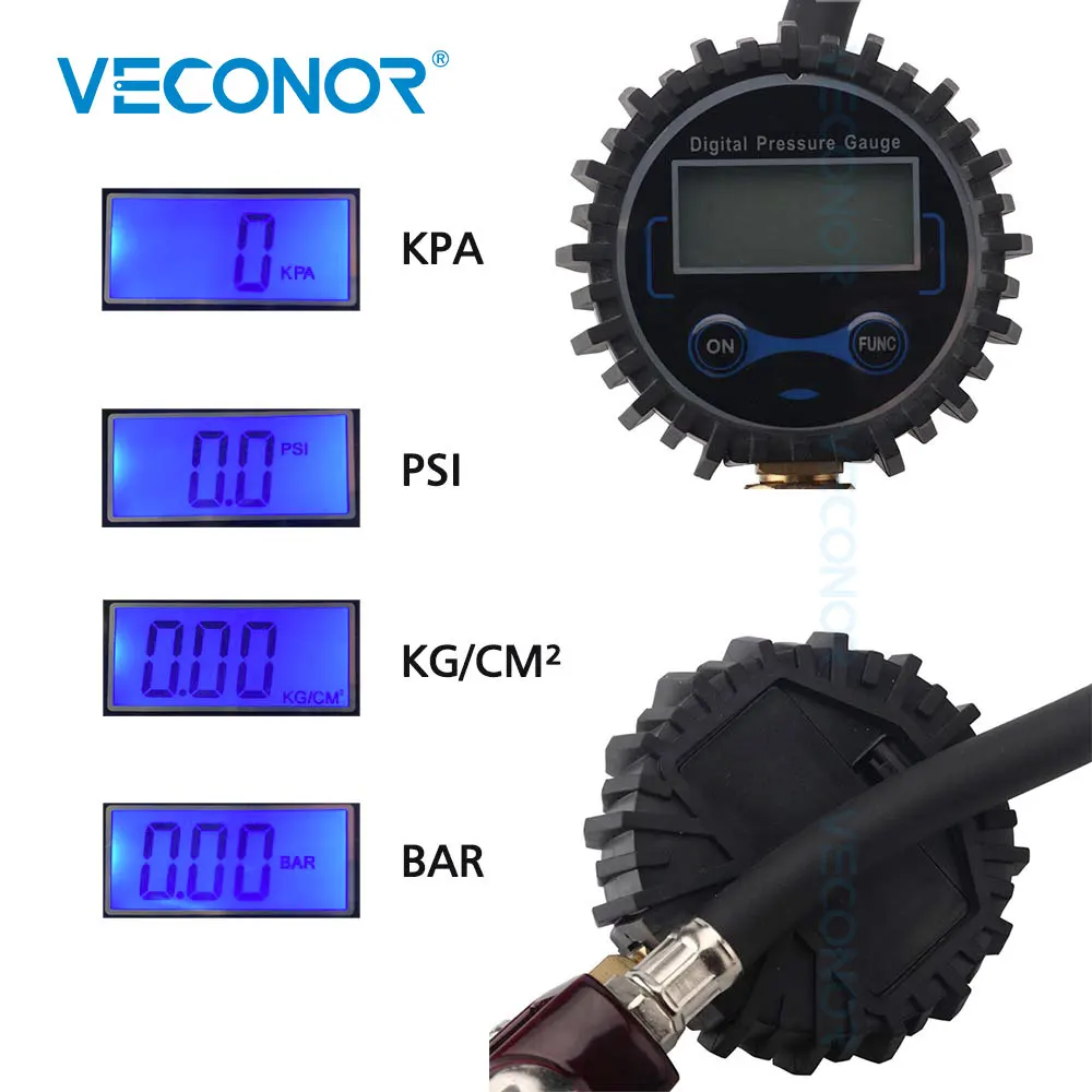 Digital Tire Inflator with Pressure Gauge 300 PSI for Truck/Car/Bike 20 BAR Air Compressor Pump Dial Pressure Meter Gauge