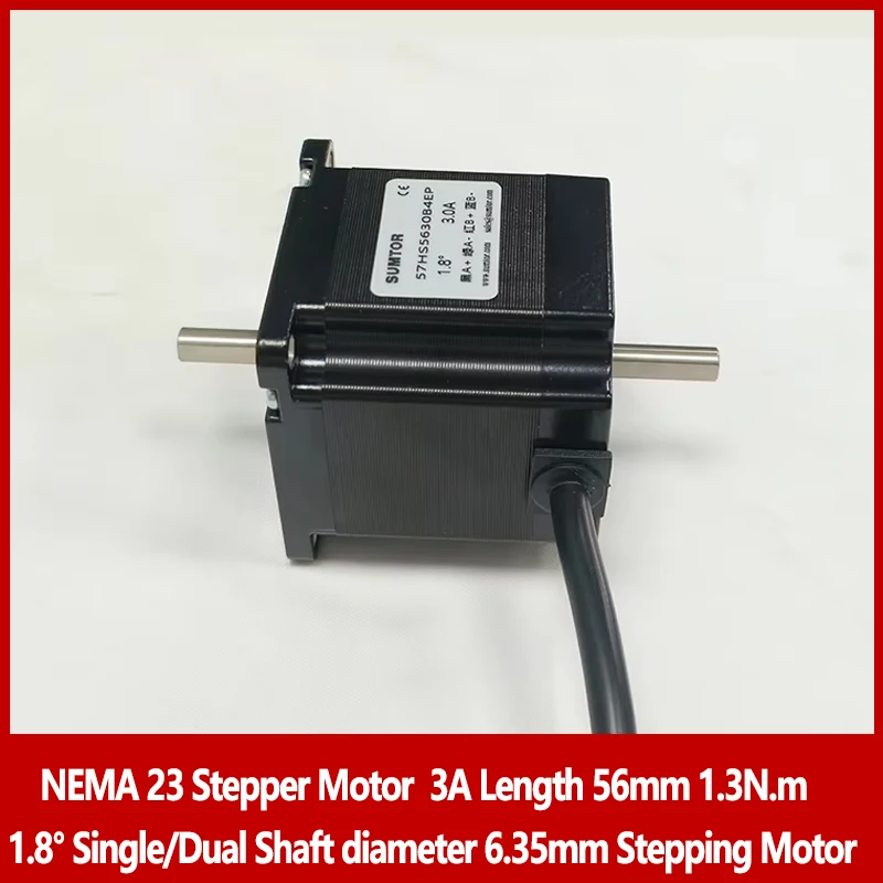

Шаговый двигатель NEMA 23, ток 3 А, длина корпуса 56 мм, 1,3 Нм, шаговый угол 1,8 ° Шаговый двигатель диаметром одинарного/двухвала 6,35 мм