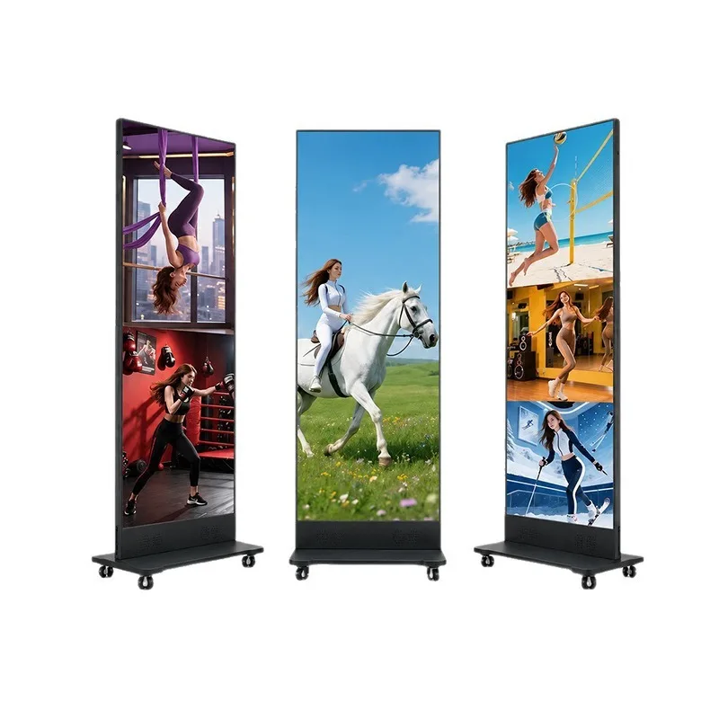 Outdoor led folding poster screen, movable triple folding poster screen