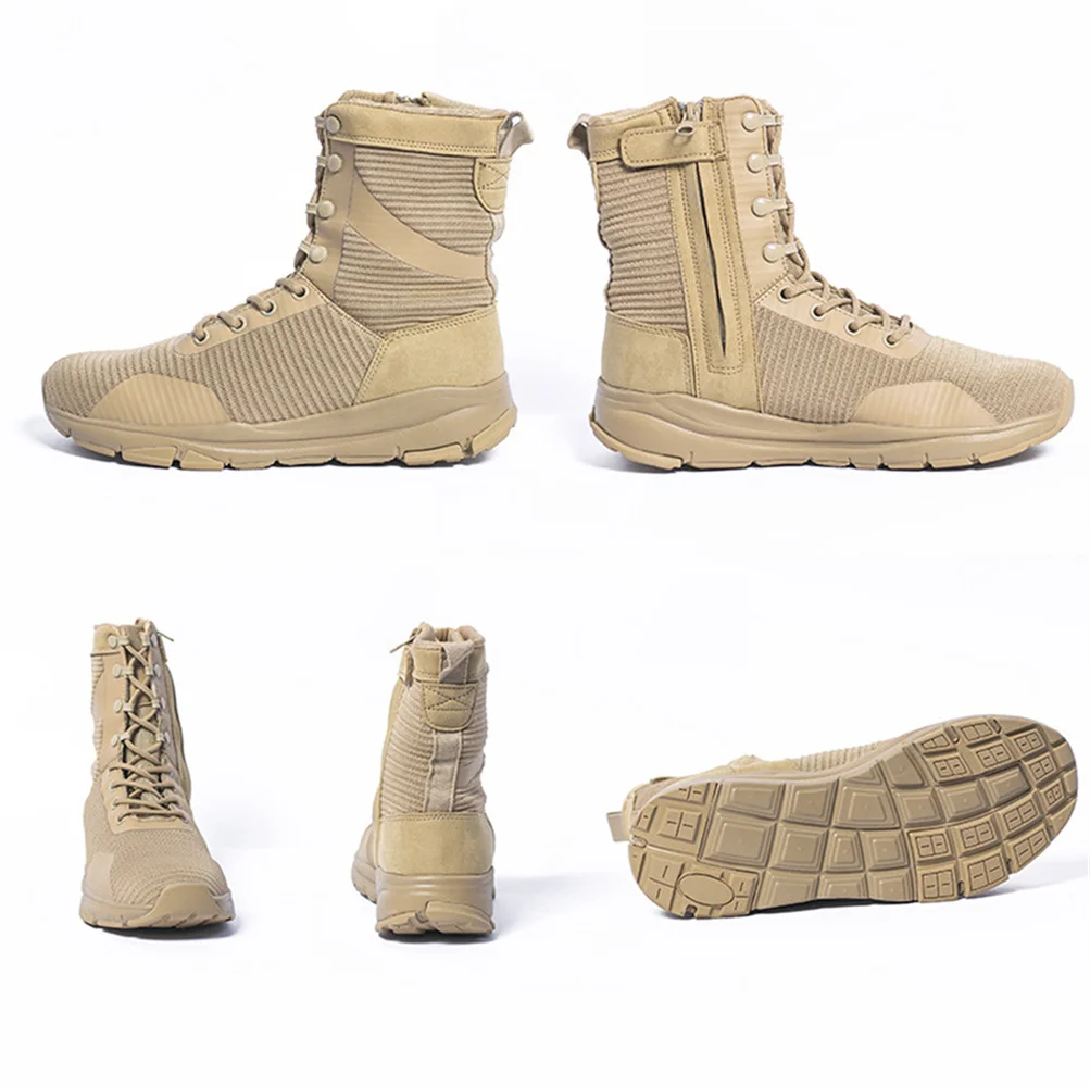 Botas transpirables de verano superligeras para hombre, botas tácticas de Paintball Airsoft con cremallera lateral, botines de combate para el desierto para hombre