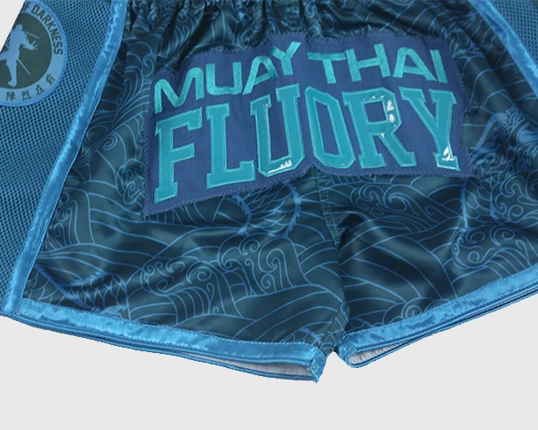 Muay-Thai-Shorts im FLUORY-Stil, bedruckt, kostenloser Kampf, gemischte Kampfkunst, Boxtraining, Spielhose, Freizeitstil – Detail 9