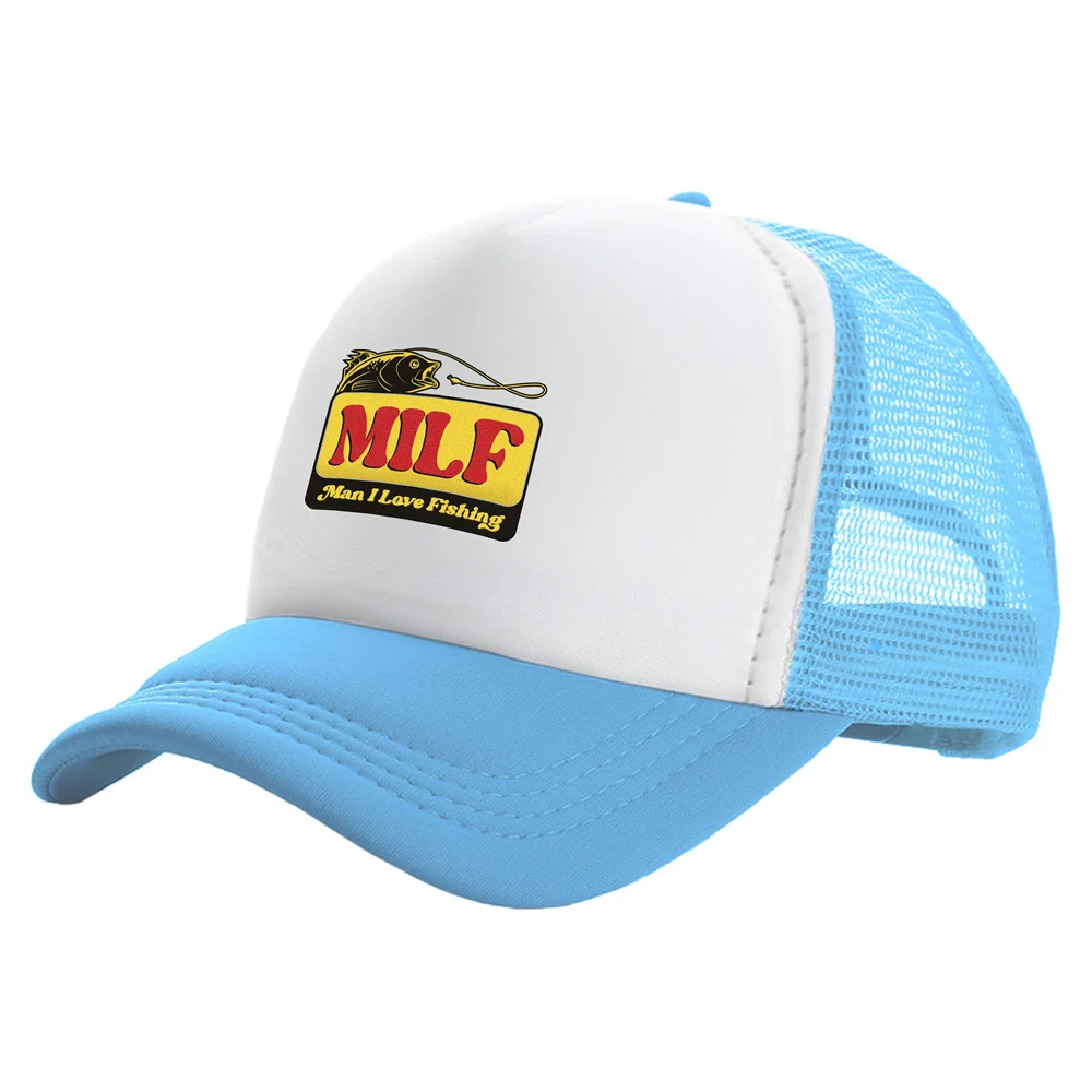 MILF Man I Love Fishing Trucker Cap Men Hat Baseball Cap Cool Summer Unisex Mesh Net Caps