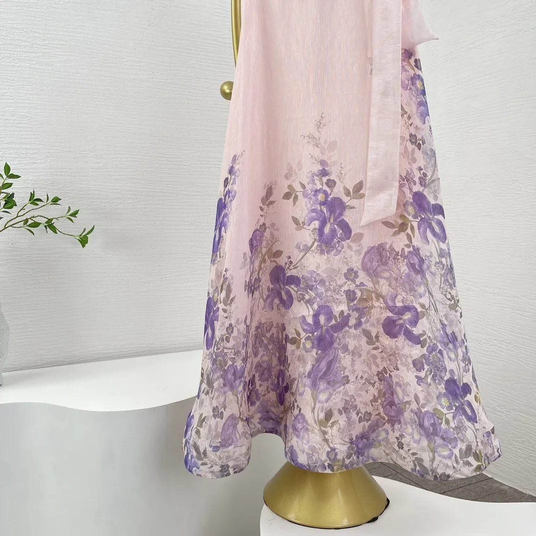 

Suitable for All Season 2025 High Quality Violet Irises Floral Print Midi Skirt