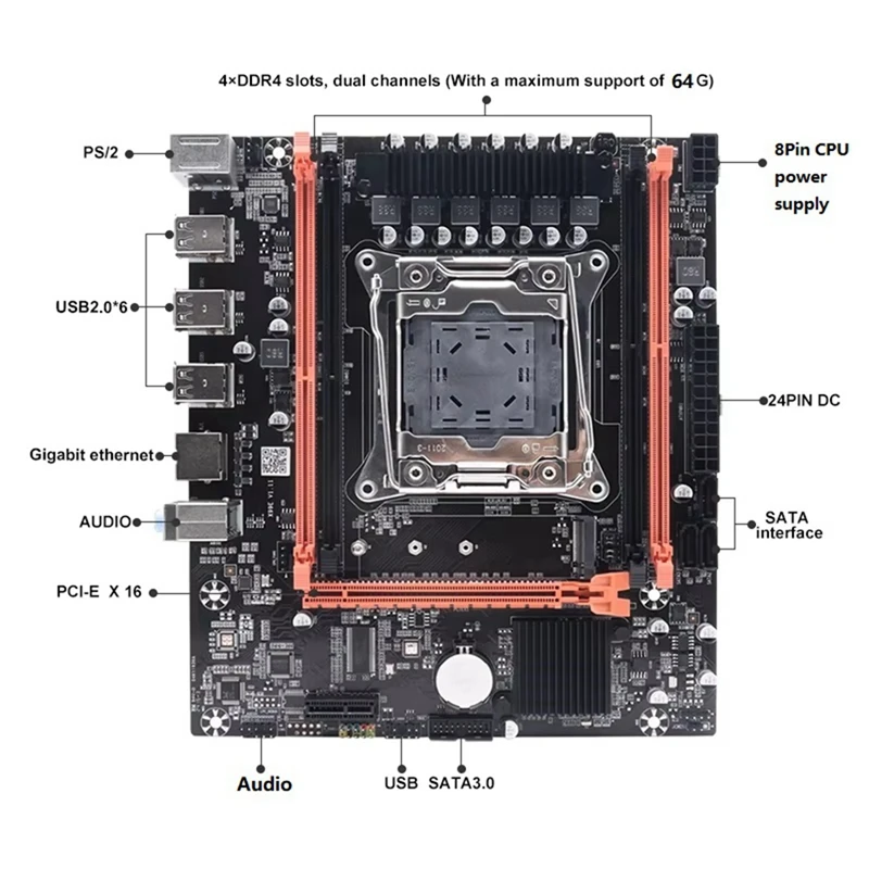 Scheda madre desktop X99E Dual Channel Supporta 4XDDR4 RECC RAM PCIE X16 Nvme Gigabit Scheda LAN Scheda madre del computer