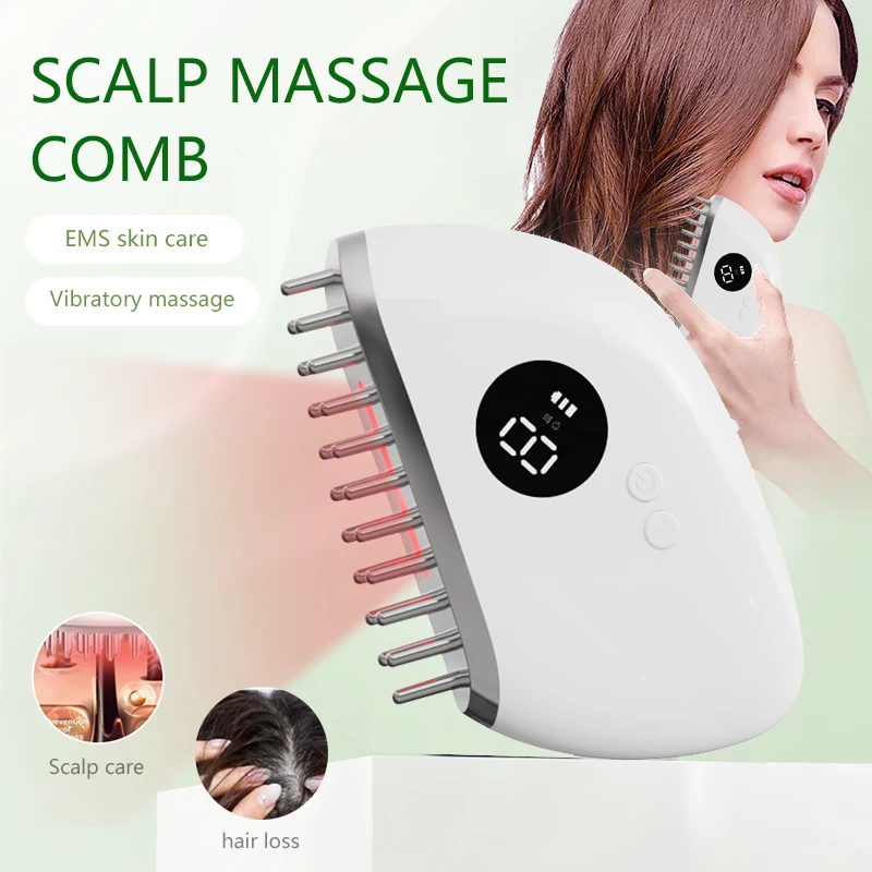 

Электрическая массажная расческа для ухода за волосами, профилактика вибрации, лечение выпадения волос, красный свет, расческа для роста волос, массажер