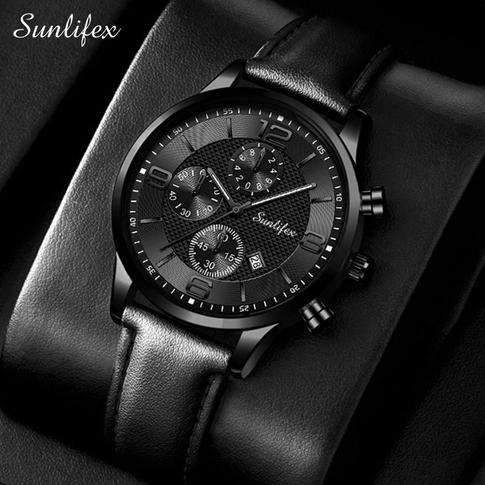 

Sunlifex Original Men's Watch Casual Leather Strap Calendar Watch
