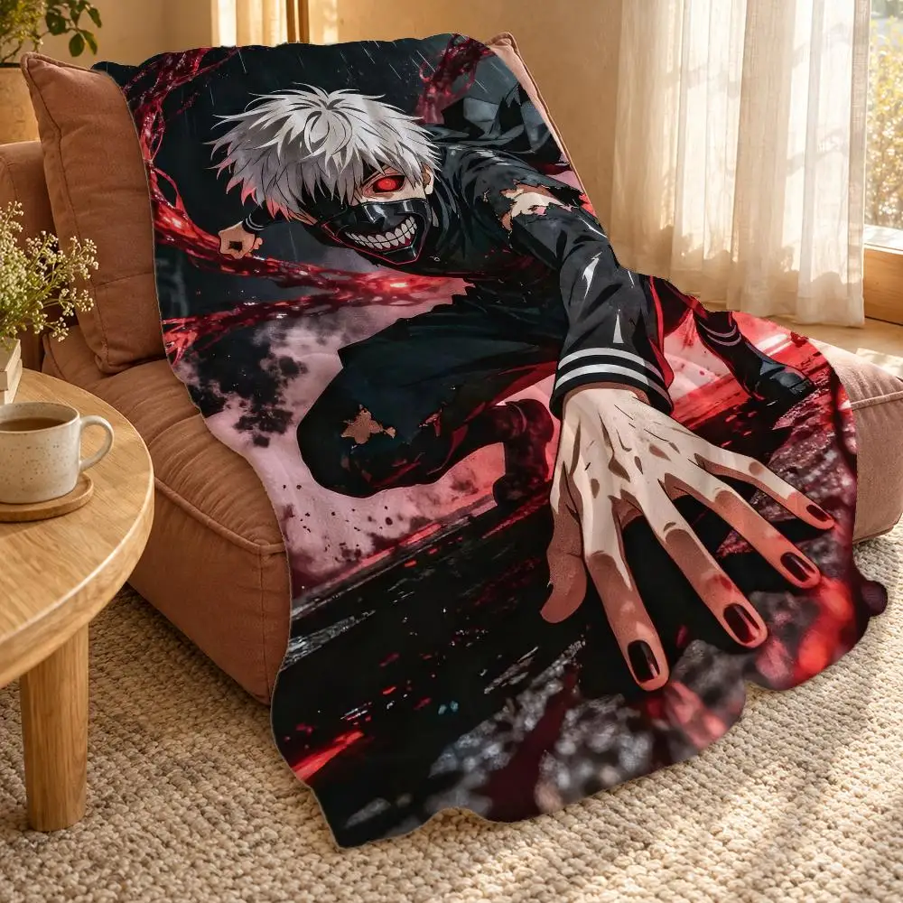 Tokyo Ghoul Throw Double Sided Flannel Throw Blanket Soft Travel Camping Sofa Bed Home