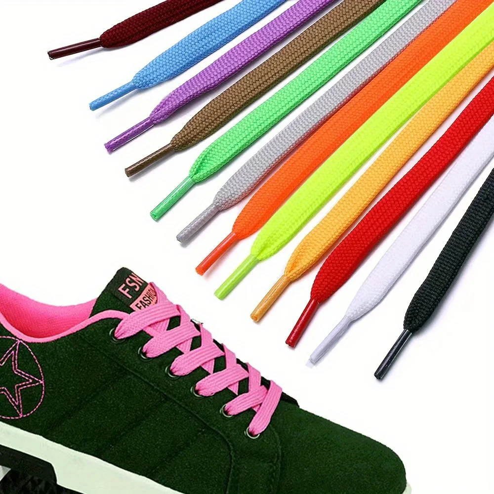 2 Pairs Polyester Double Flat Sneaker Laces, Durable Shoe Laces for Sports,soccer,Running, Athletic Shoes