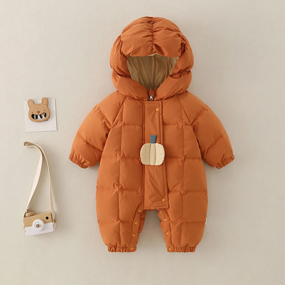 Winter Padded Jumpsuit for Newborn Romper Halloween Pumpkin Bodysuit One-piece Clothing Hooded Outwear Thicken Clothes Infant