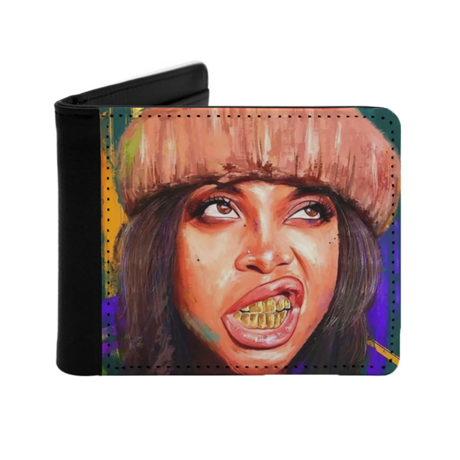 Badu World Personalized Wallet For Men And Women Pu Leather Short Pocket Purse Badu Erykah Badu Queen Gold Teeth Music Neo Soul