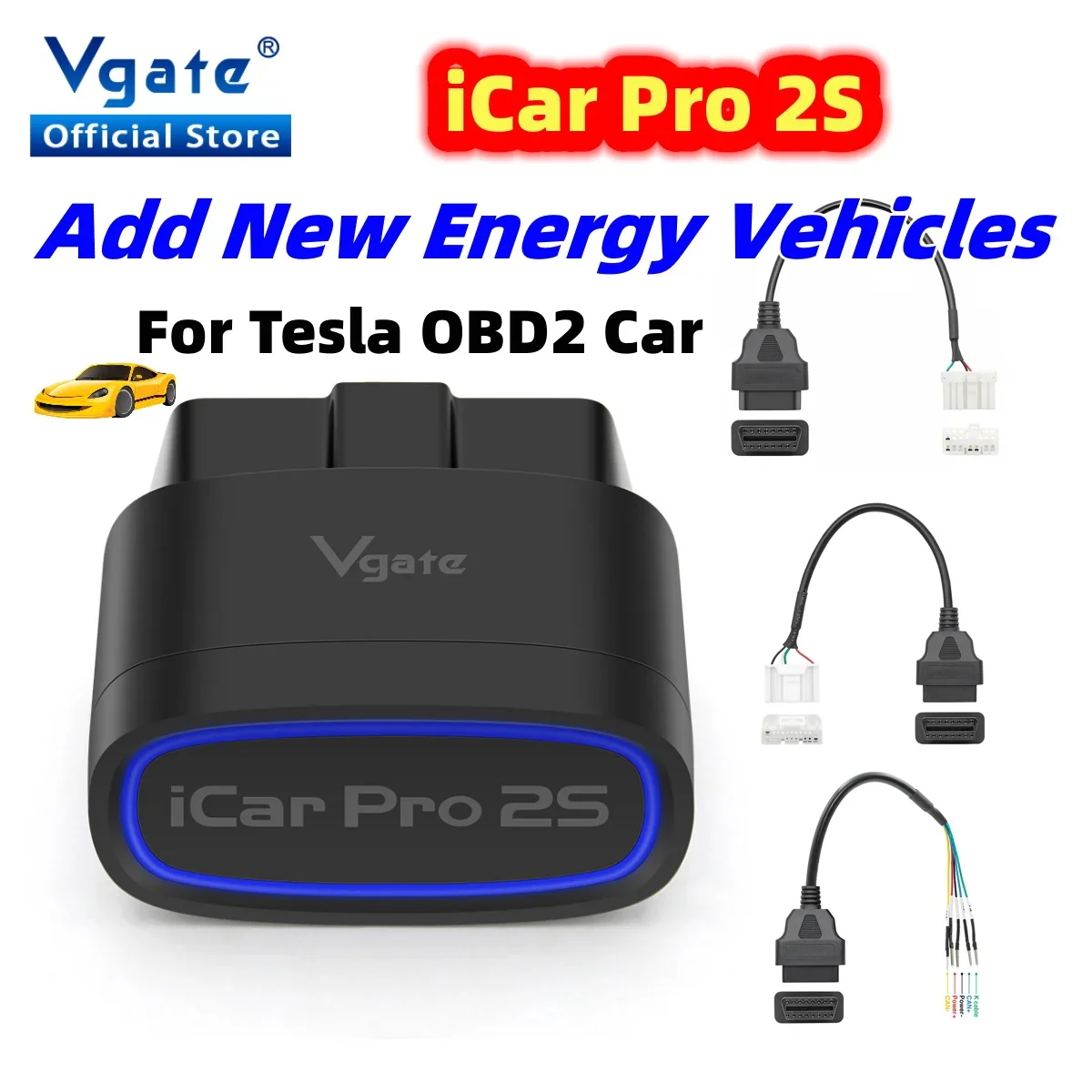 Vgate iCar Pro 2S ELM327 Bluetooth 5.3 for Android/IOS OBD2 Car Diagnostic Tool OBD 2 Auto Scanner For Tesla New Energy Vehicle