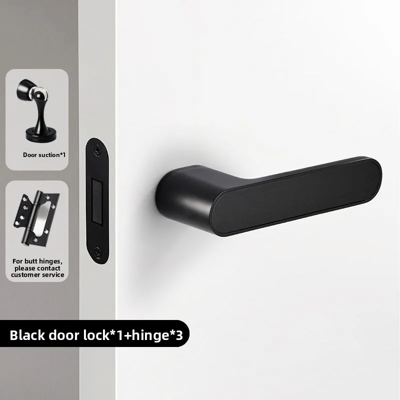 Minimalist magnetic silent bedroom door lock set for home use, universal handle for wooden doors with matching hinges and door c