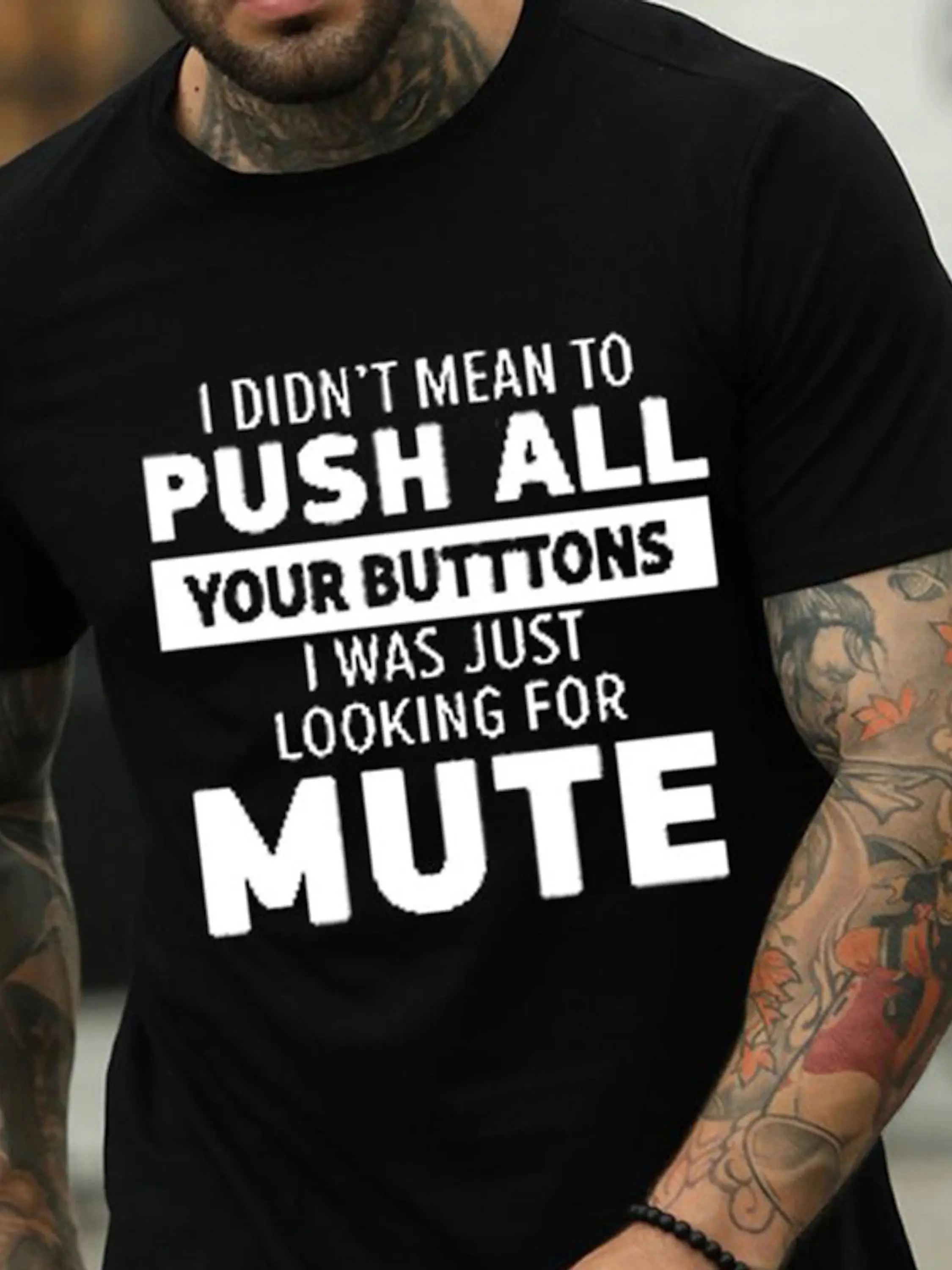 Men's 100% cotton T-shirt - Retro casual short-sleeved printed round-neck shirt, breathable and comfortable