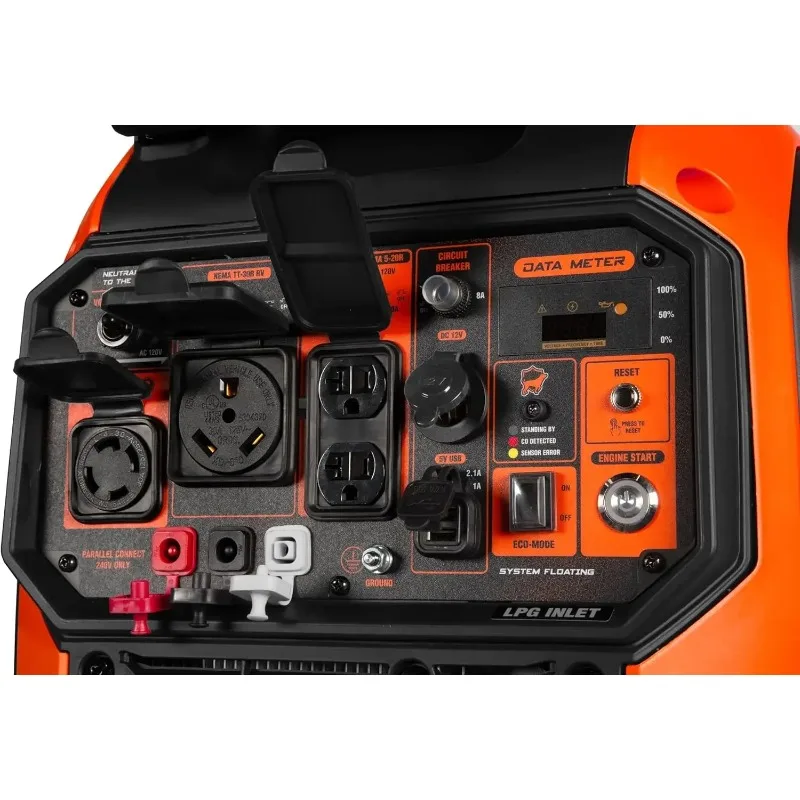 【Meilleure vente】 Générateur inverseur silencieux à double carburant 6800 W, prêt pour RV, démarrage électrique, chien de garde CO, arrêt du carburant