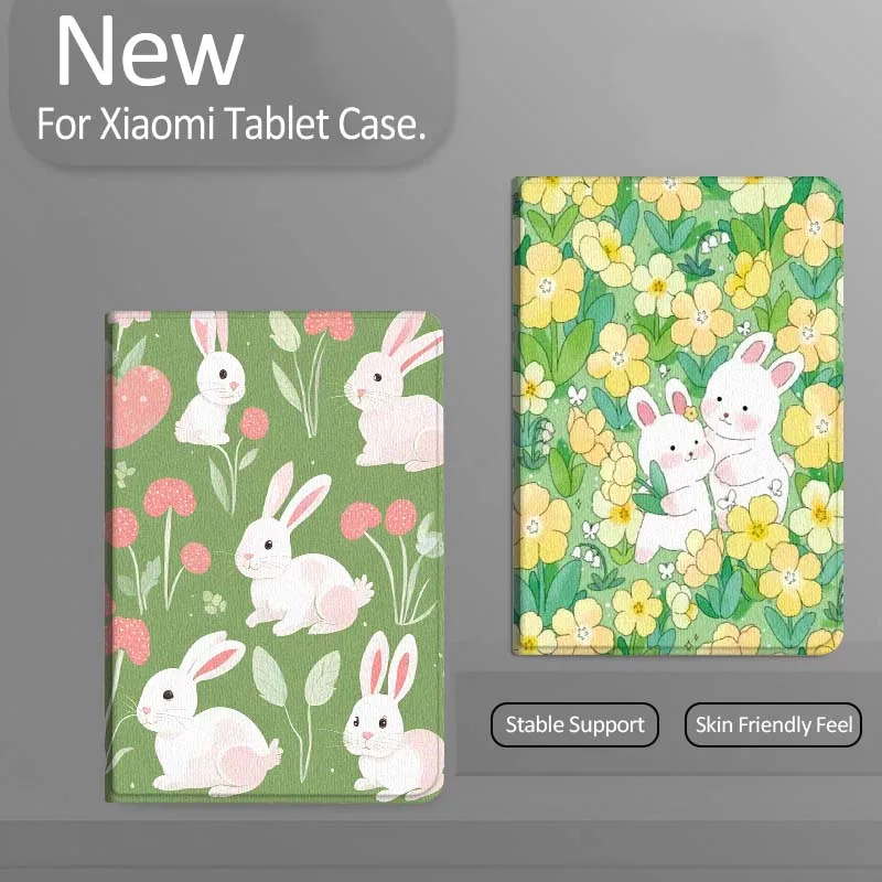 

Cartoon Rabbit Floral Pattern Tablet Case For Xiaomi Redmi Mi Pad 4 5 6 7 8 K SE Mini Pro Plus Max 10.1 11.2 inch