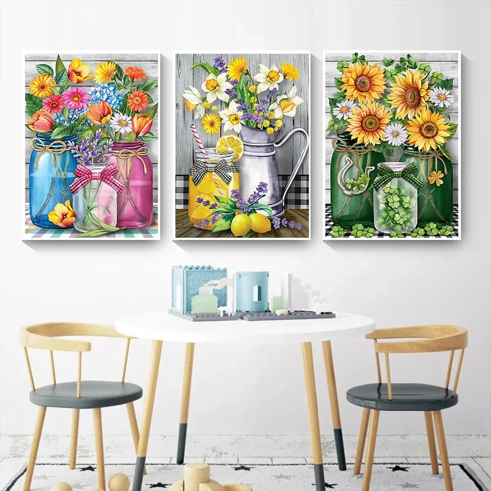 Flowers 5D DIY Diamond Painting Landscape Diamond Embroidery Cross Stitch Set Full Rhinestone Mosaic Home Decoration