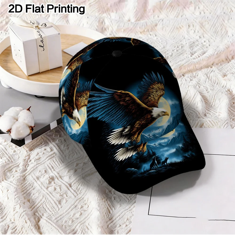 1pc, Stylish Baseball Cap with a 2D Flat Print of a Flying Bird Over The Moon – Hard Top, Trendy Hip-Hop Style, Versatile Sun Pr