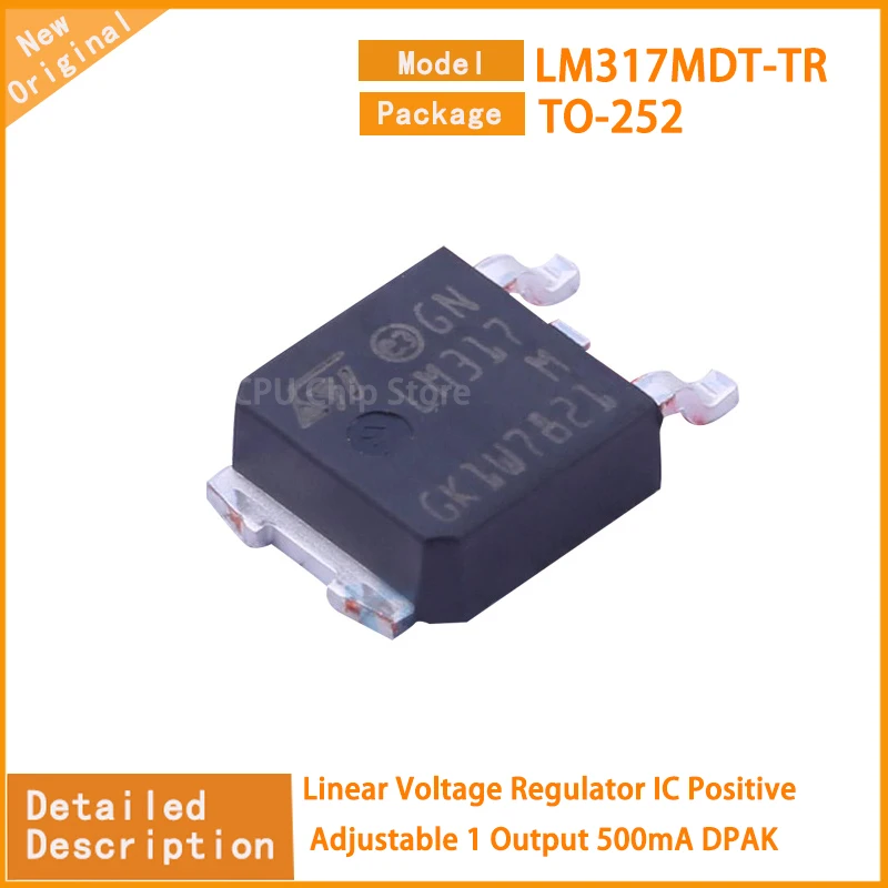 50Pcs/Lot New Original  LM317MDT-TR LM317MDT Linear Voltage Regulator IC Positive Adjustable 1 Output 500mA DPAK