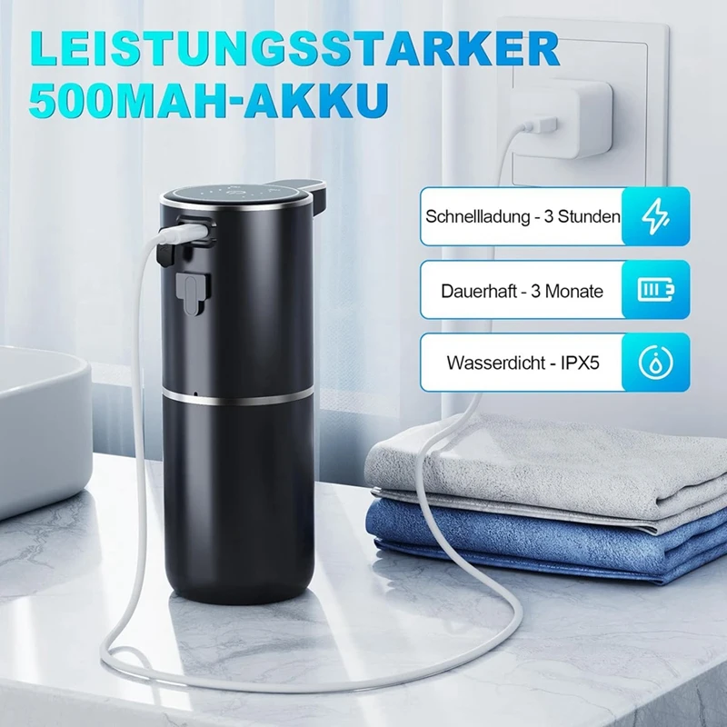 Automatic Soap Dispenser, 380 Ml, Electric Wall Mounting, Non-Contact Automatic Soap Dispenser, USB Rechargeable