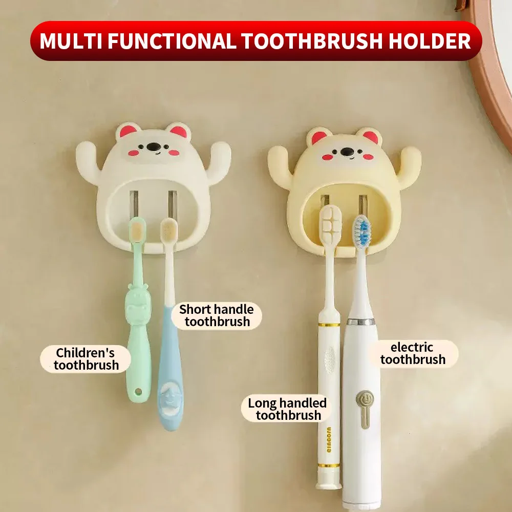 4, 2, 1- Multi functional toothbrush holder, nail free adhesive, suitable for various toothbrush holders