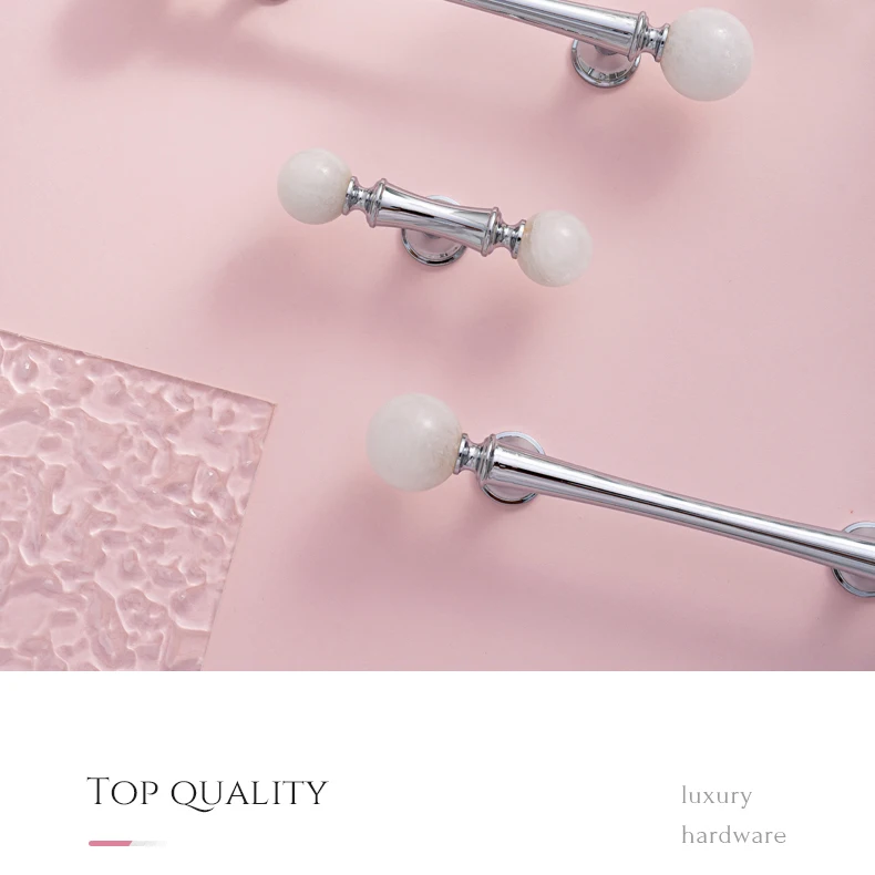 Crystal style cabinet handle with chrome finished brass base — product image 4