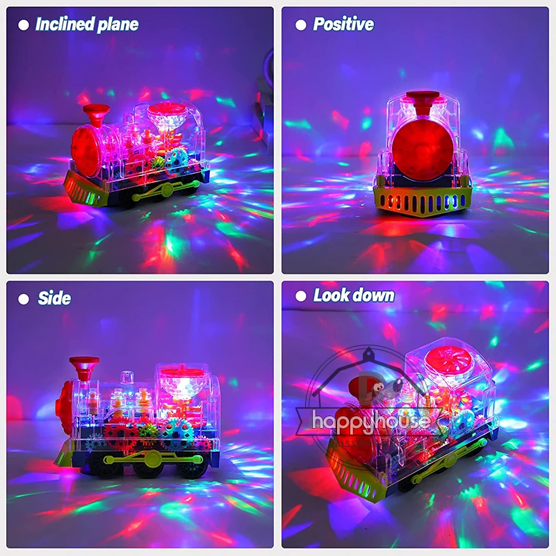 Transparent Toy Car for kids Electronic Light Sound Music Electric Gear Car Train Toys for Toddlers Educational Crawling Toys