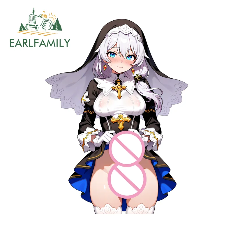EARLFAMILY Futanari Nun ملصق سيارة تظهر الخصوصية أنيمي مقاوم للماء بسيط قافلة ويندوز ملصق مائي مسلية مكيف الهواء ديكور #5