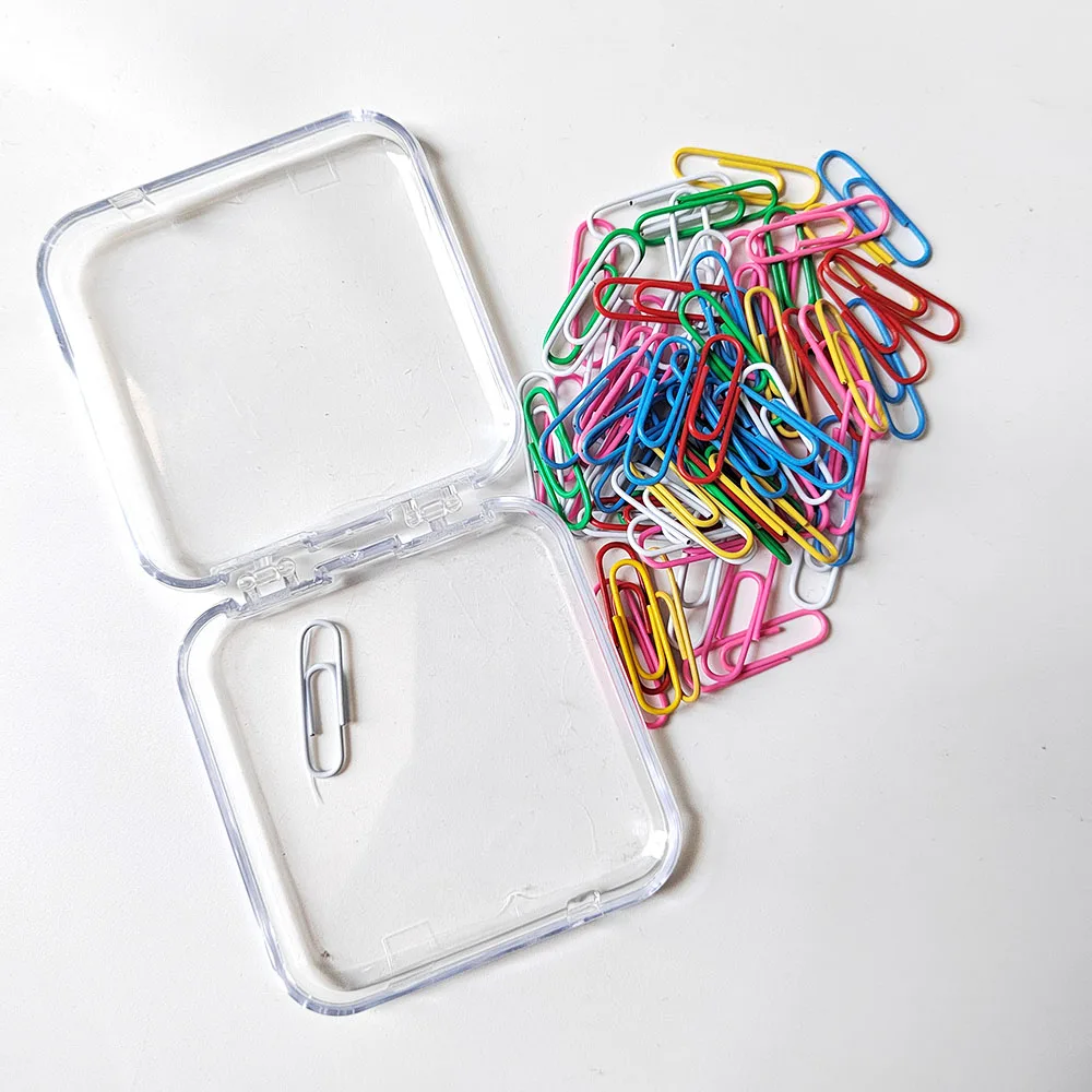70pcs Colorful Paper Clips with Storage Box - Business Gift Stationery Supplies Metal  Learning Office Materials Invoice Clip