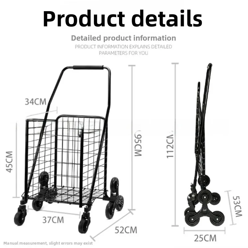 large-capacity-foldable-hand-pulled-shopping-cart-stair-climbing-utility-vehicle-home-friend-vegetable-buying-stainless-steel