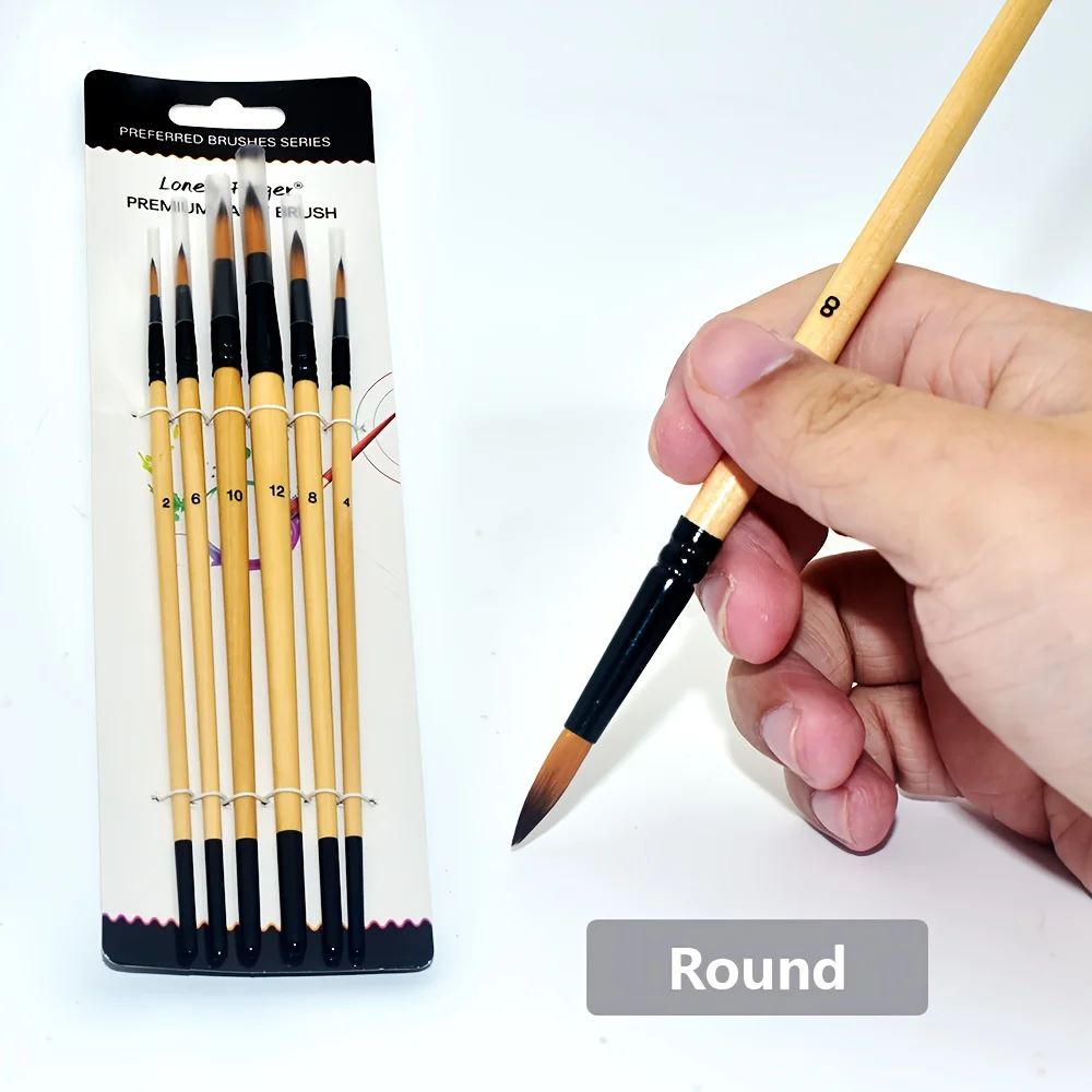 6/24pcs Professional Artist Paint Brush Set Round Filbert Flat Angle Fine Detail Brushes Premium Nylon Brush for Painting