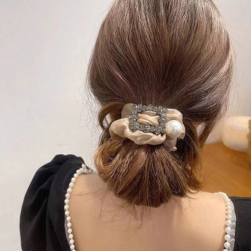 1pc Organza Pearl Large Intestine Hairband Women's Summer I French Advanced Fairy Style Small Fragrance Wind Tie Hair Headrope