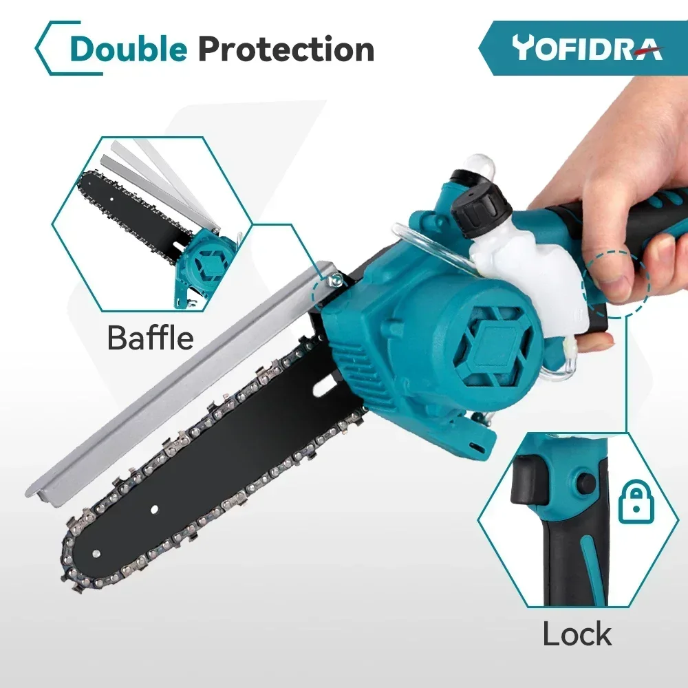 Yofidra 18V 6 Inch Không Chổi Than Điện Nhìn Thấy Có Điều Chỉnh Tinh Dầu Có Thể Cầm Tay Không Dây Khai Thác Gỗ Thấy Nhánh Cắt Máy Cưa Xích