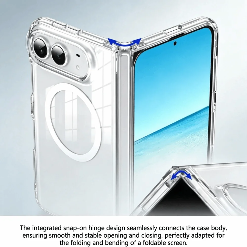Transparent Phone Case Full Coverage Scratch Resistant Magnetic Phone Case Foldable Shockproof Clear Phone Cover for iPhone Duo