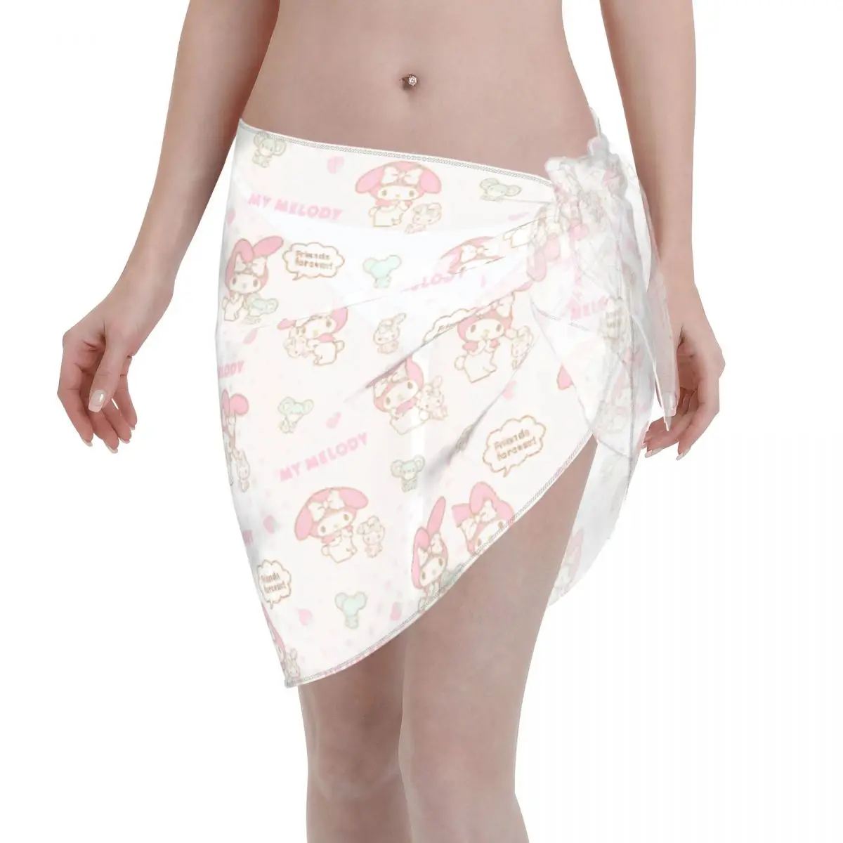 Sanrio My Melody Sarong Coverups für Damen, Badeanzug, Wickel-Badeanzug, Rock, Strand-Bikini, Cover-up, Bademode, Chiffon