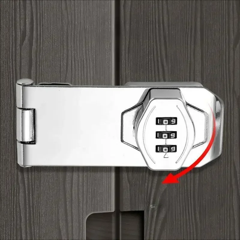 Password Rotary Hasp Locks Door Security Slide Latch Lock,Black Digit Combination Lock for Small Doors, Cabinets, Barn Door