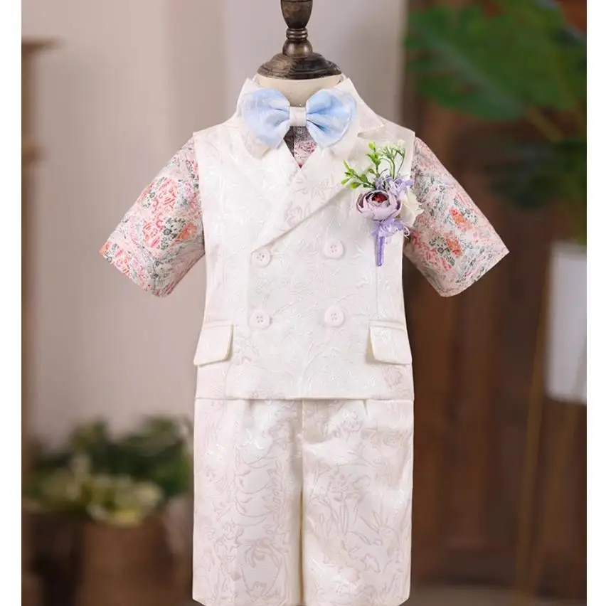 

6PCS Summer Children's Formal Prom Suits Wedding Birthday Party Gown Kids Catwalk Piano Performance Boys Blazer Sets a3849