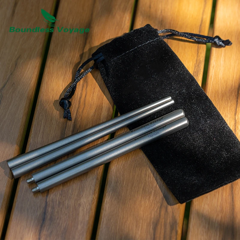 Boundless Voyage Titanium Detachable Chopsticks Outdoor Camping Foldable Tableware with Carry Bag