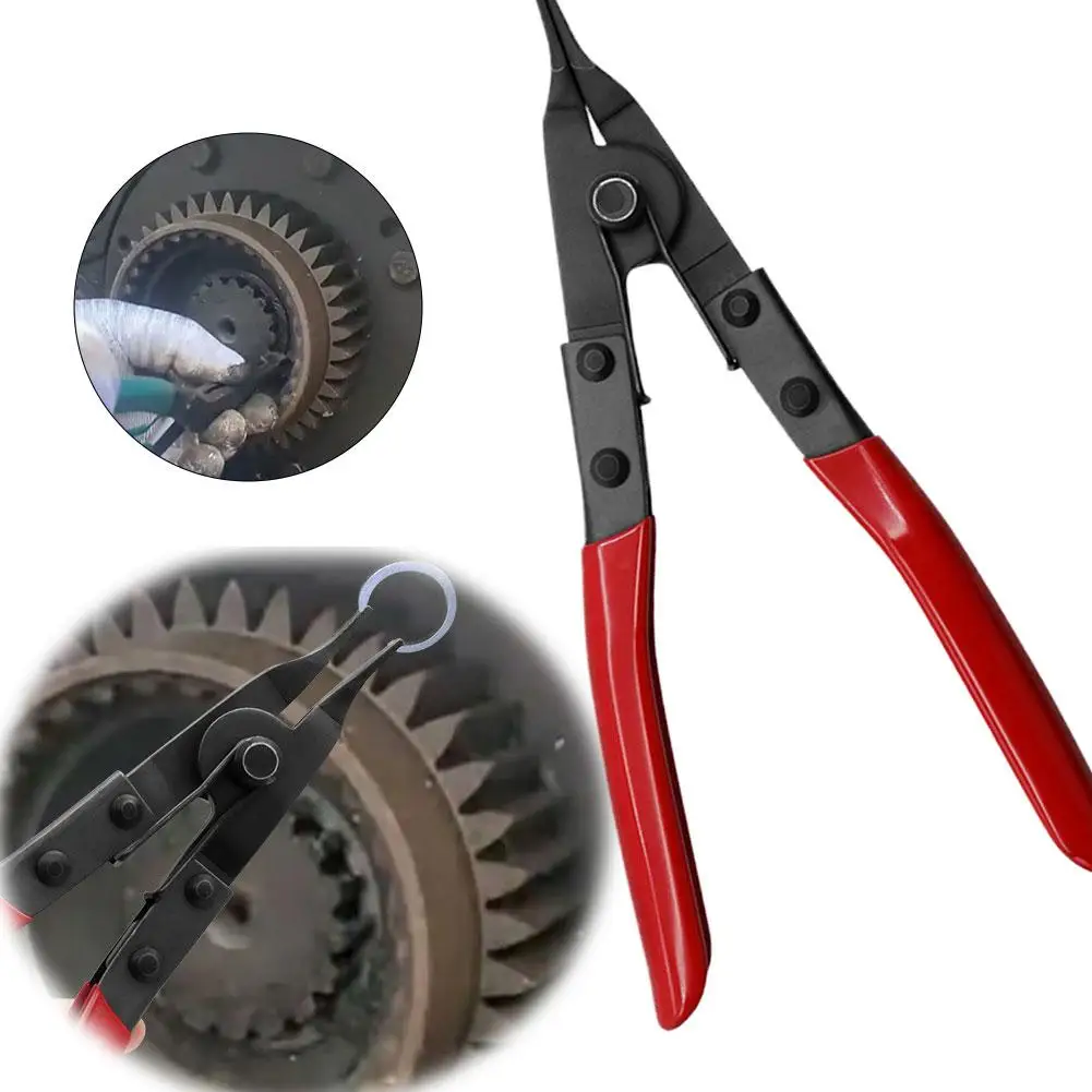 Auto Transmission Circlip Pliers Repair Flat Rim Pliers Built-in spring Assists in Disassembly Flat Mouth Steel Ring Plier Tool
