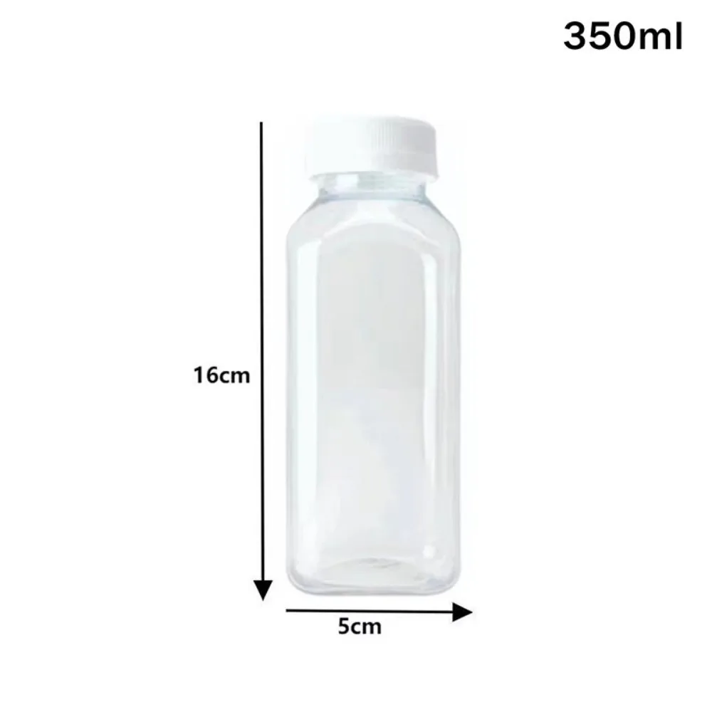 Portable 250/350/500ml Juice Bottles Plastic Clear Milk Tea Bottle Long-Lasting Square Refilling Water Bottle Easy Cleaning