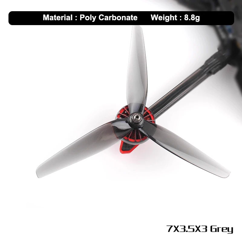 Lot De 2 Paires D'hélices HQ Prop 7040 (7x4x3) Pour Drone FPV – 3 Lames, Polycarbonate Noir, Diamètre 7 Pouces, Pas 4, Idéal Pour Course Et DIY