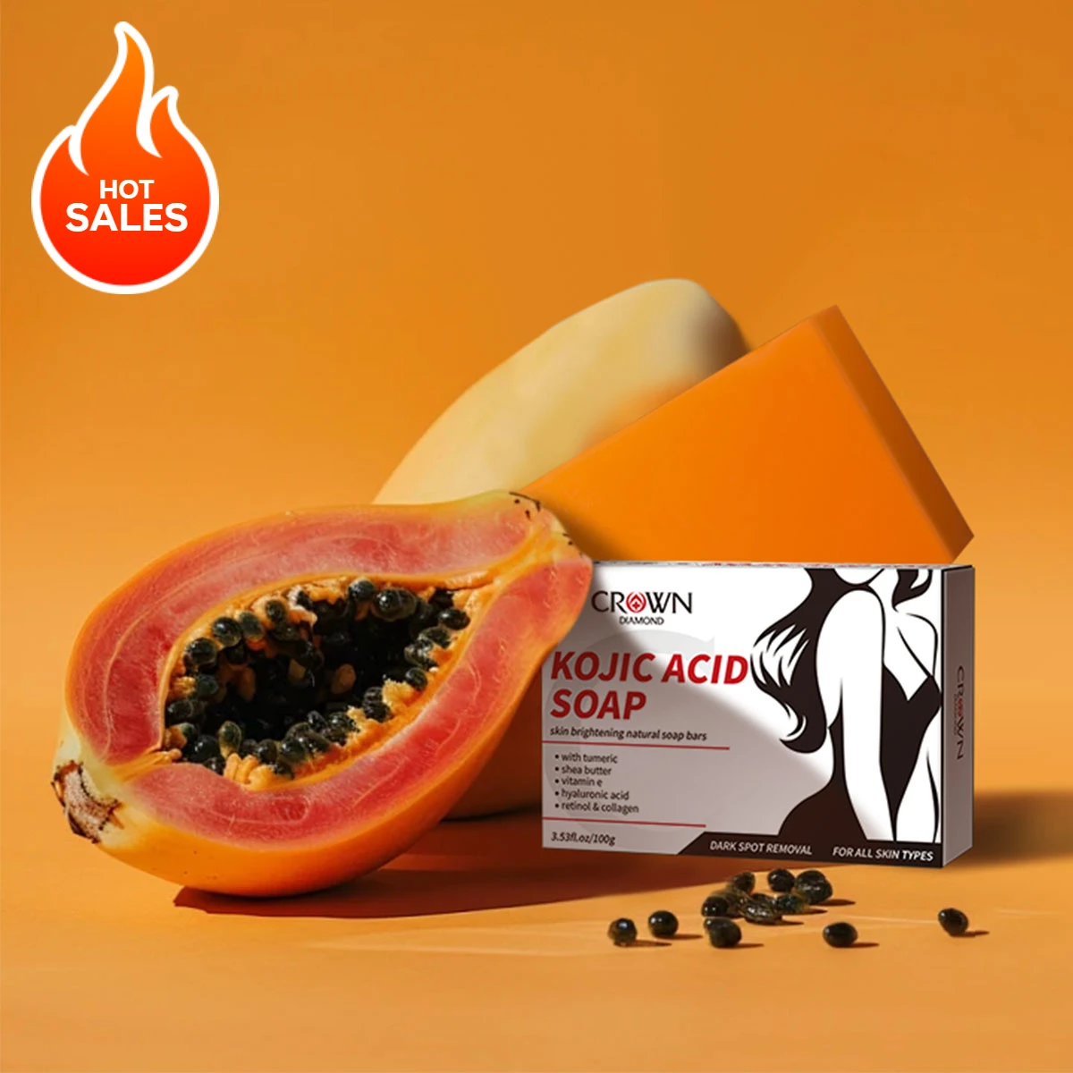 Exfoliante Facial Natural Dark Spot Remover Deep Cleansing Body Skin Whitening Brightening Glowing Face Kojic Acid Papaya Soap