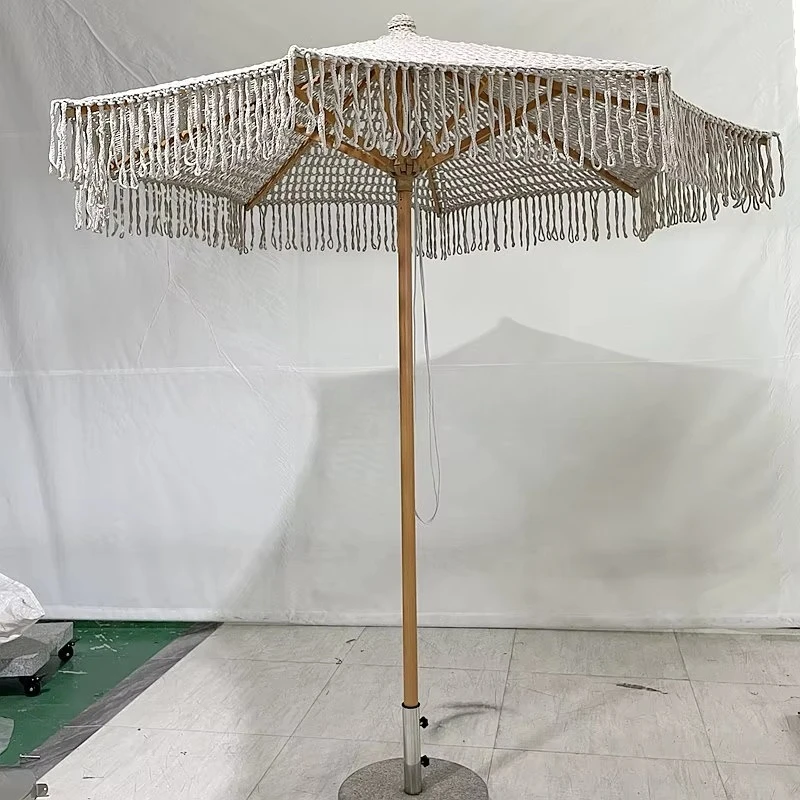 Handmade Latin America cotton umbrella outdoor fringed beach umbrella with fringed sun outdoor beach umbrella
